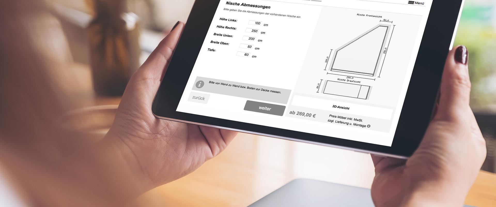 Betrieb für Innenausbau Möbelplaner auf dem IPad - Individuelle Maße